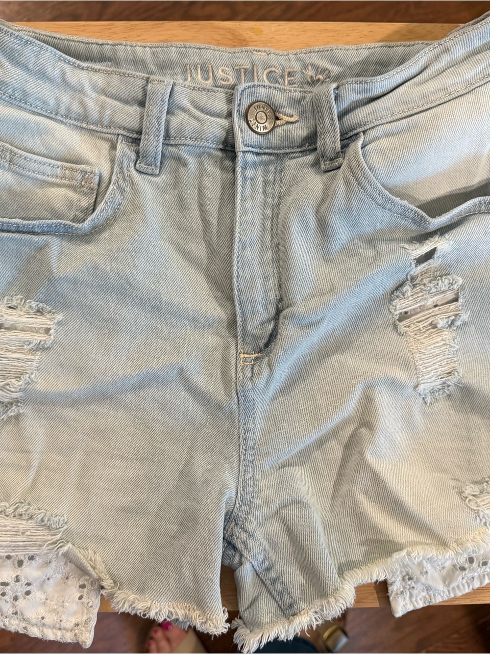 Justice Light Blue Denim Shorts